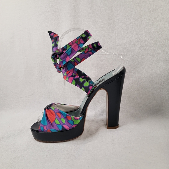 ​Marc Jacobs Geometric Print Silk Satin Wrap Platform Sandals Made in Italy 6
​D - Picture 7 of 11